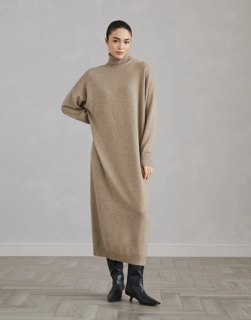 model in cashmere dress