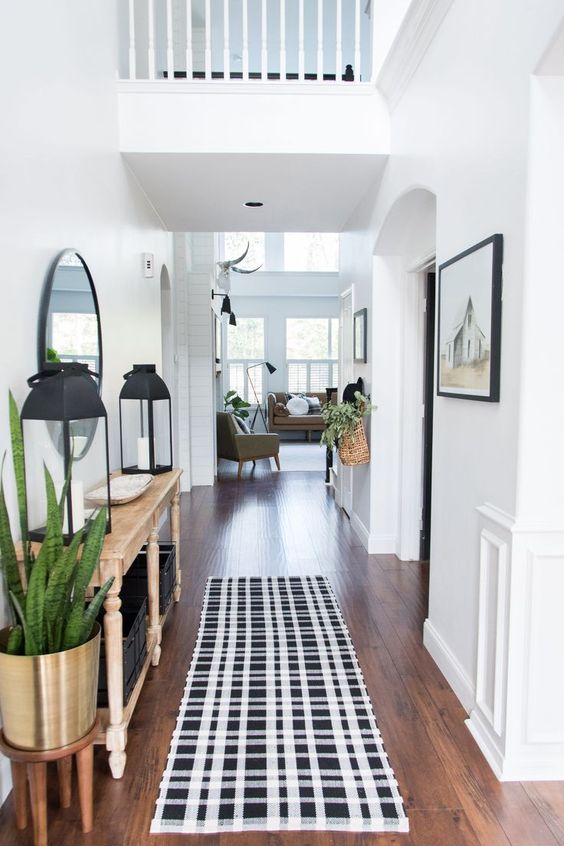 hallway with patterned rug