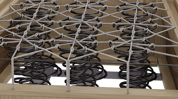 eight-way hand-tied suspension inside an upholstered sofa