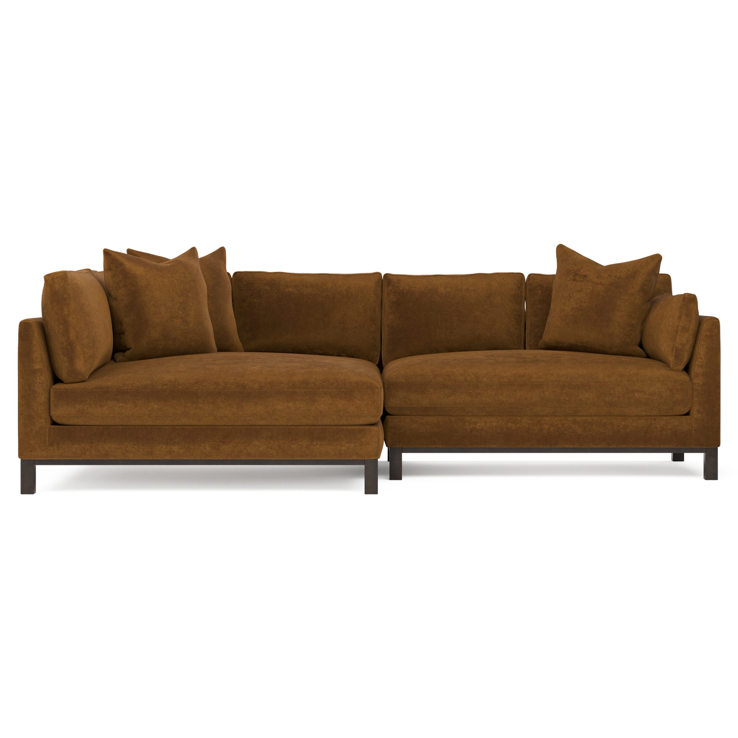 Adelle bumper sectional with velvet upholstery