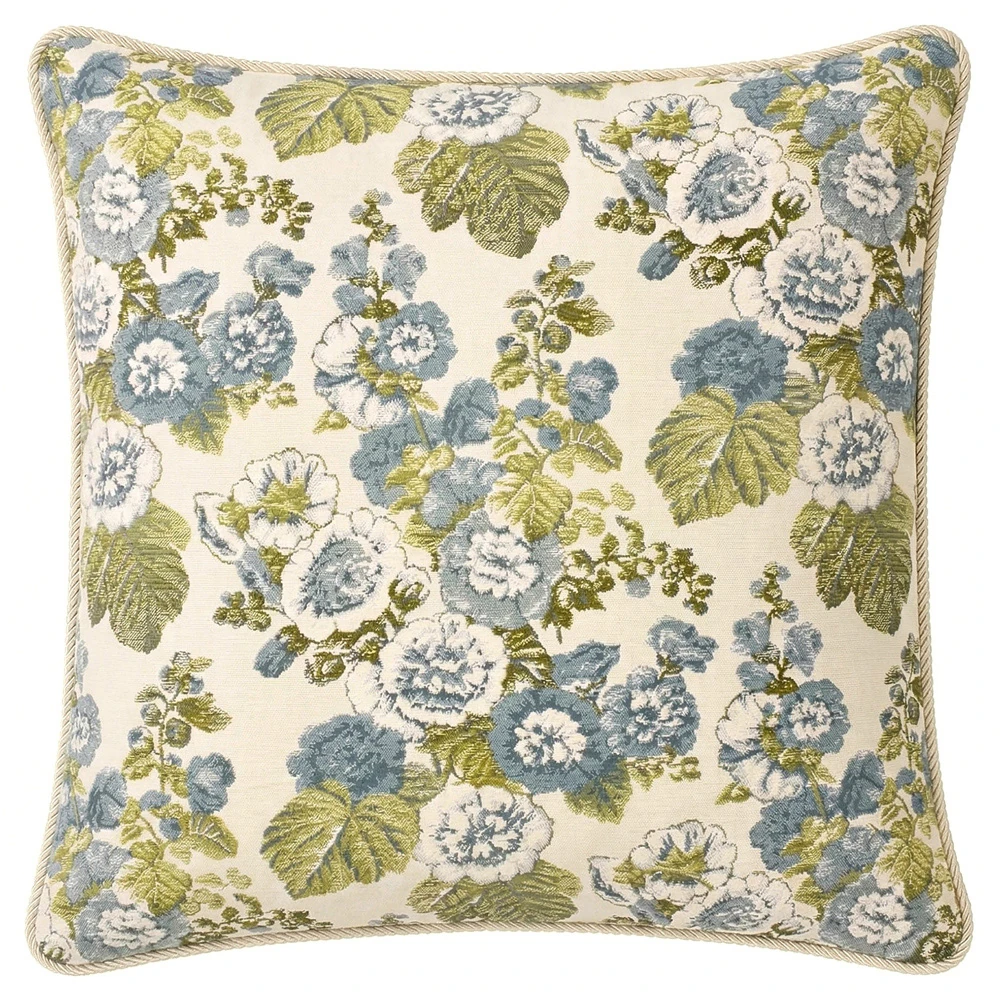 blue and green floral throw pillow