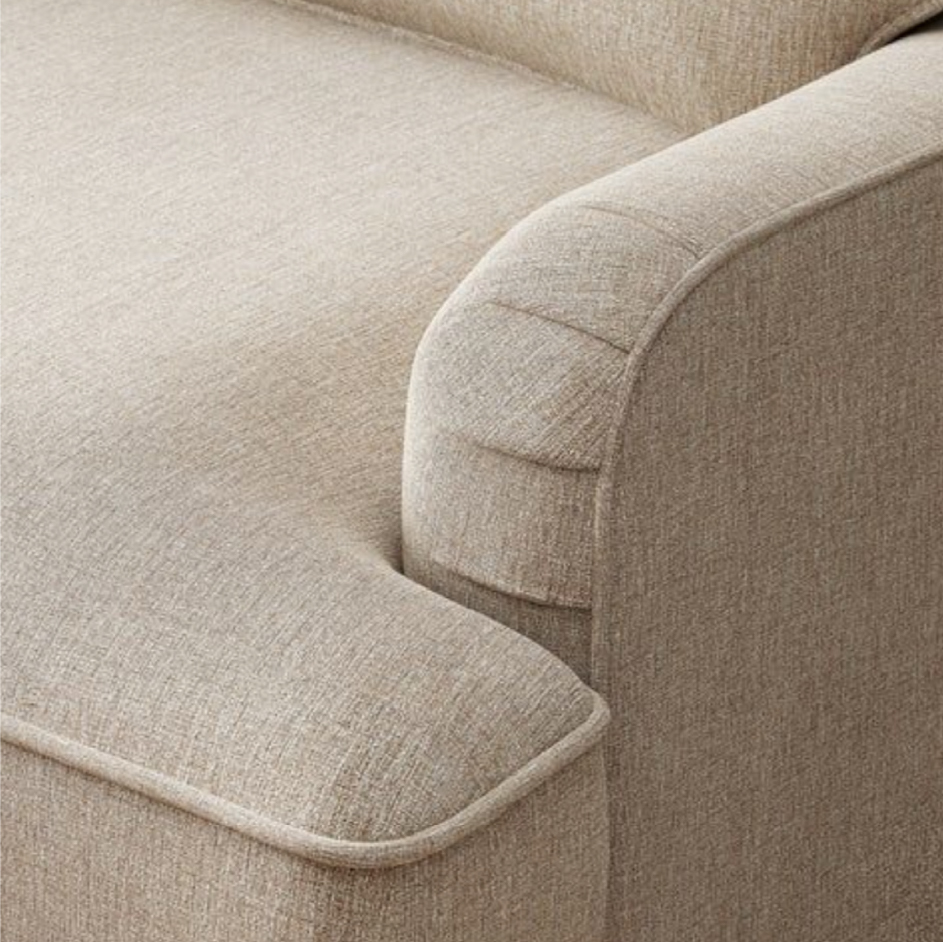 pleated arm on sofa