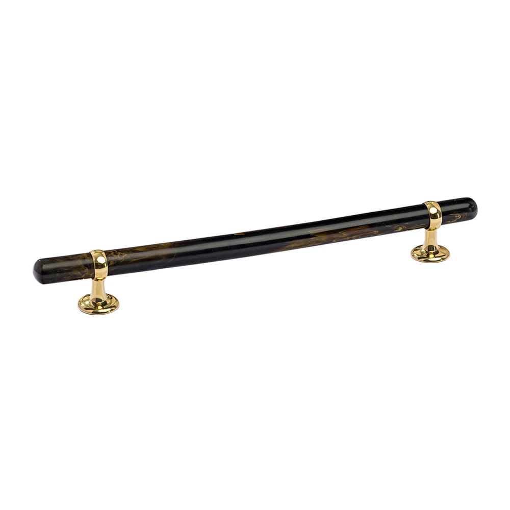 Warm Tortoise Resin Unlacquered Polished Brass Appliance Pull