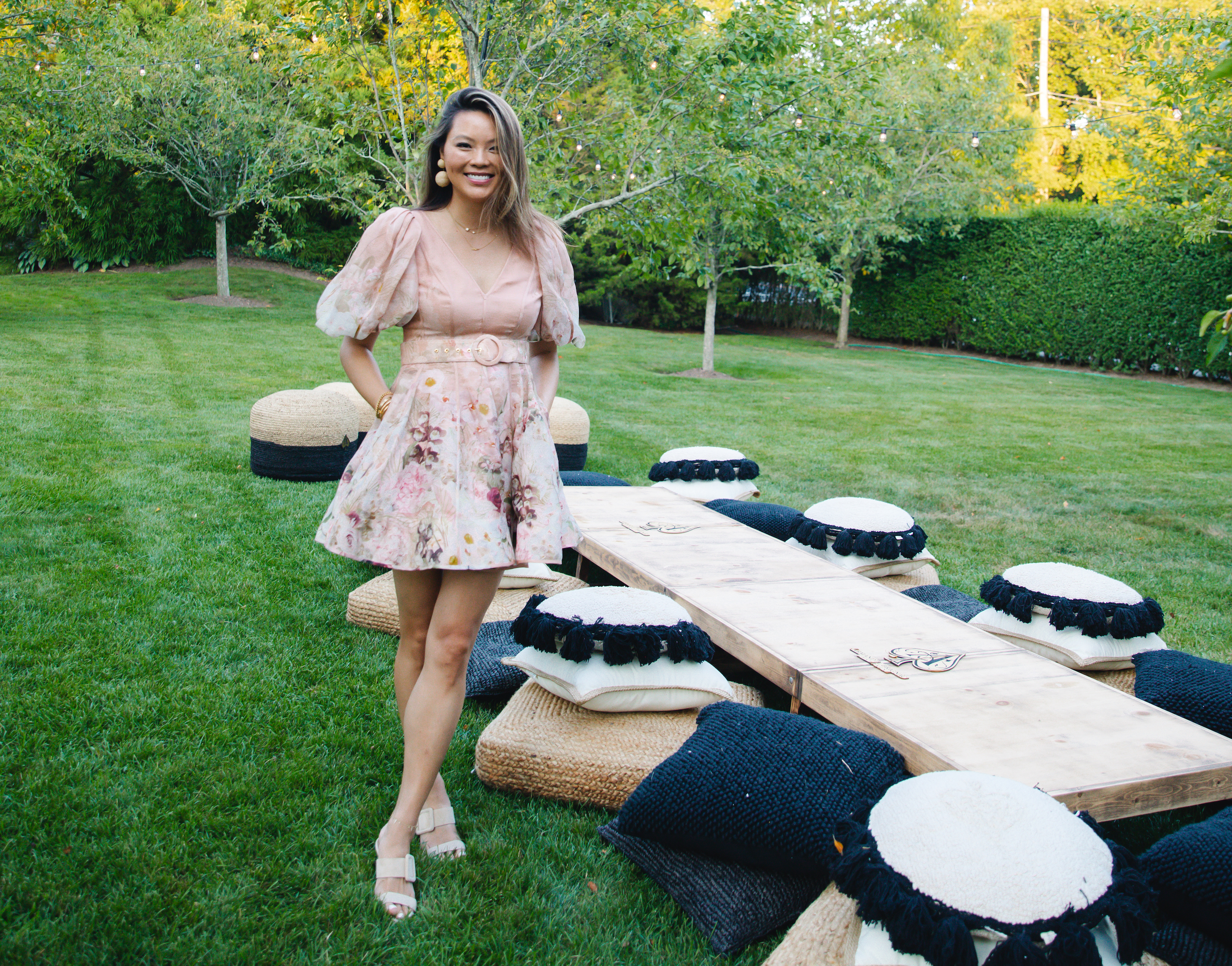 woman in pink dress