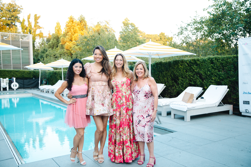 women by pool