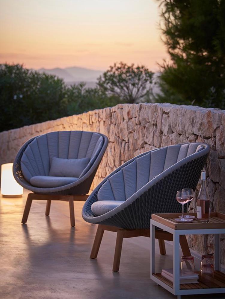 outdoor chairs with sunset