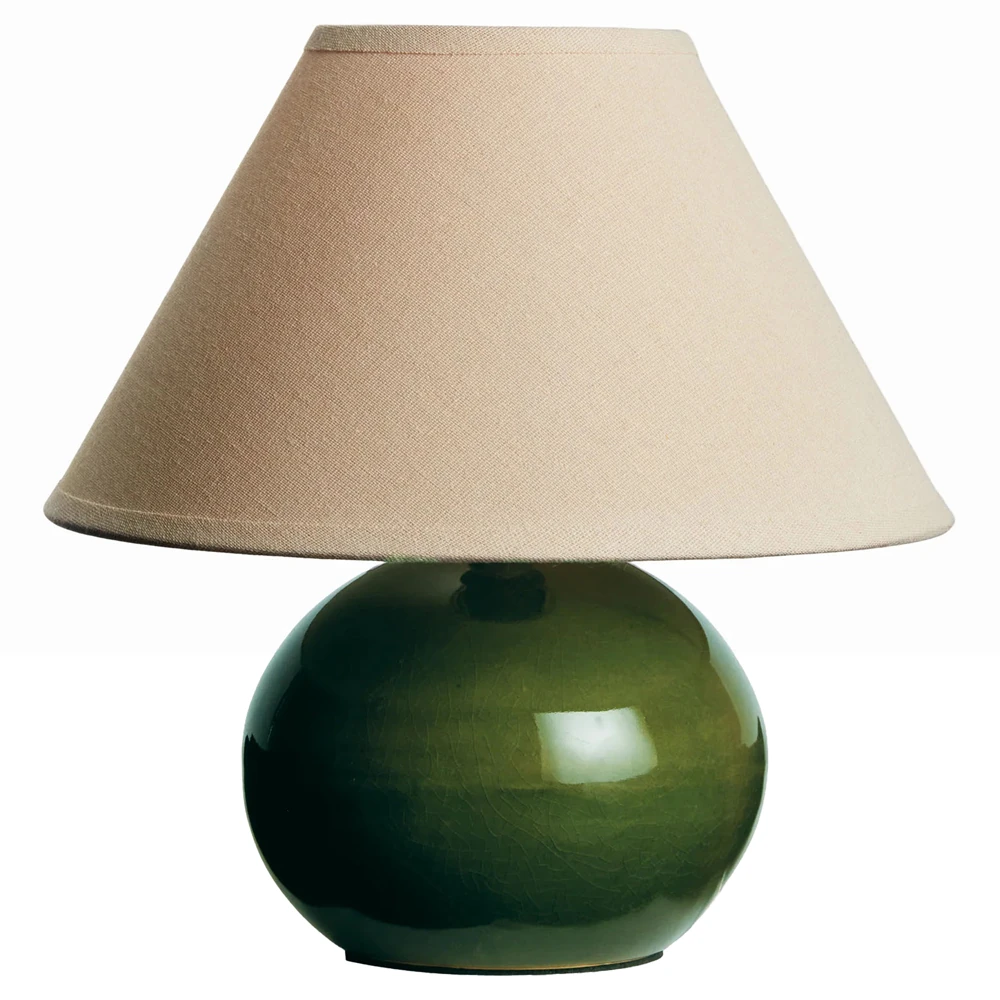 Green Ceramic Mini Table Lamp with tapered shade