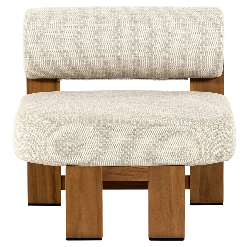 teak wood and performance fabric outdoor lounge chair