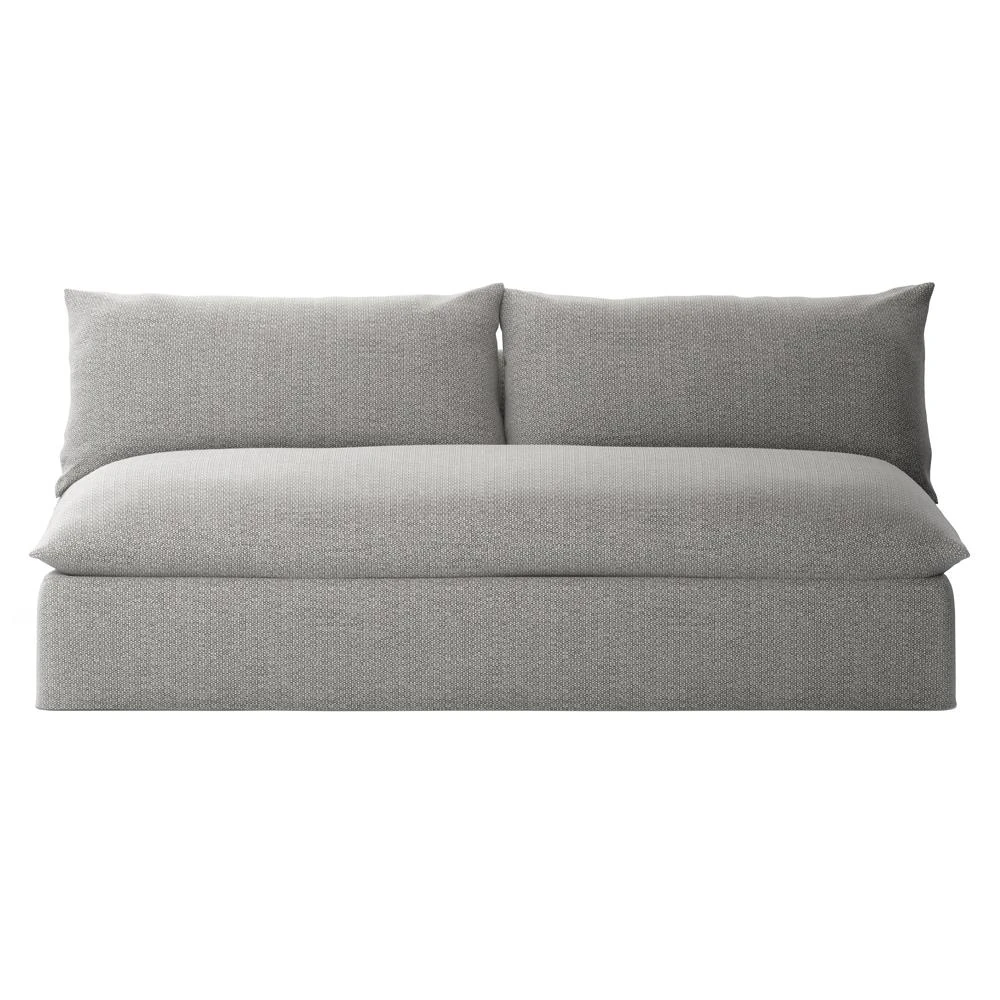 gray outdoor armless upholstered sofa