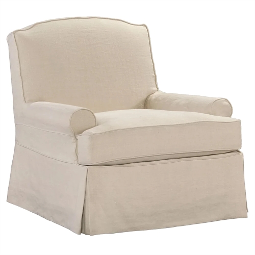 Cisco Slipcovered Swivel Chair in cream fabric