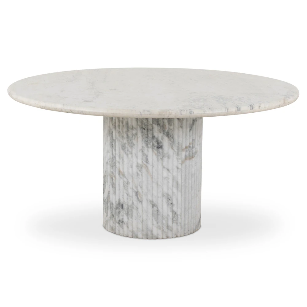 solid marble round dining table with fluted base