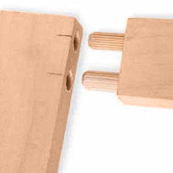 double dowel construction on sofa frame joints