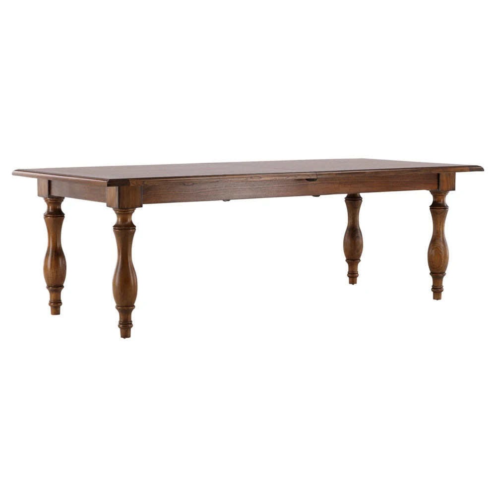 brown wood extendable dining table
