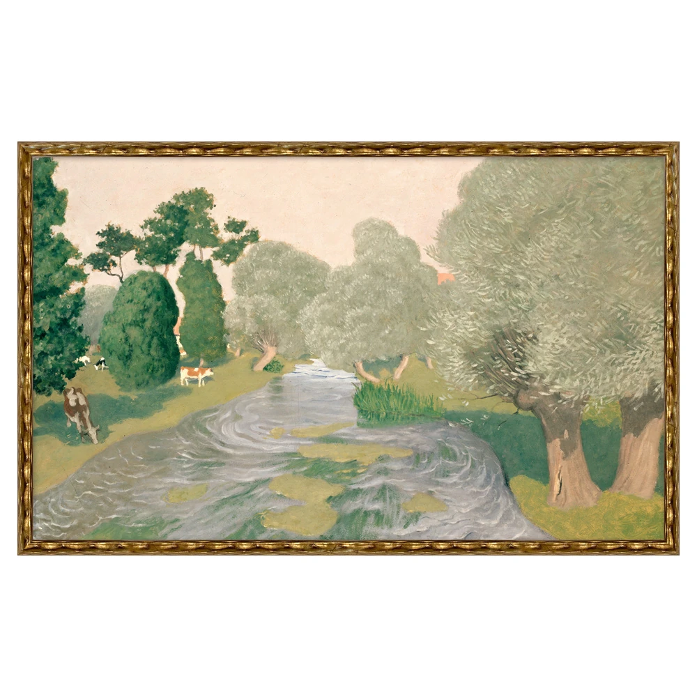 Green Meadow Wall Art with gold frame