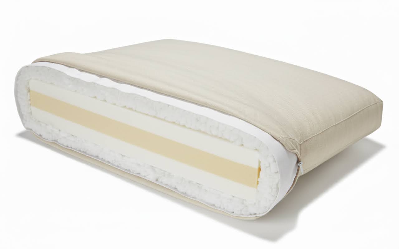 Sofa cushion with foam core and a feather and down envelope