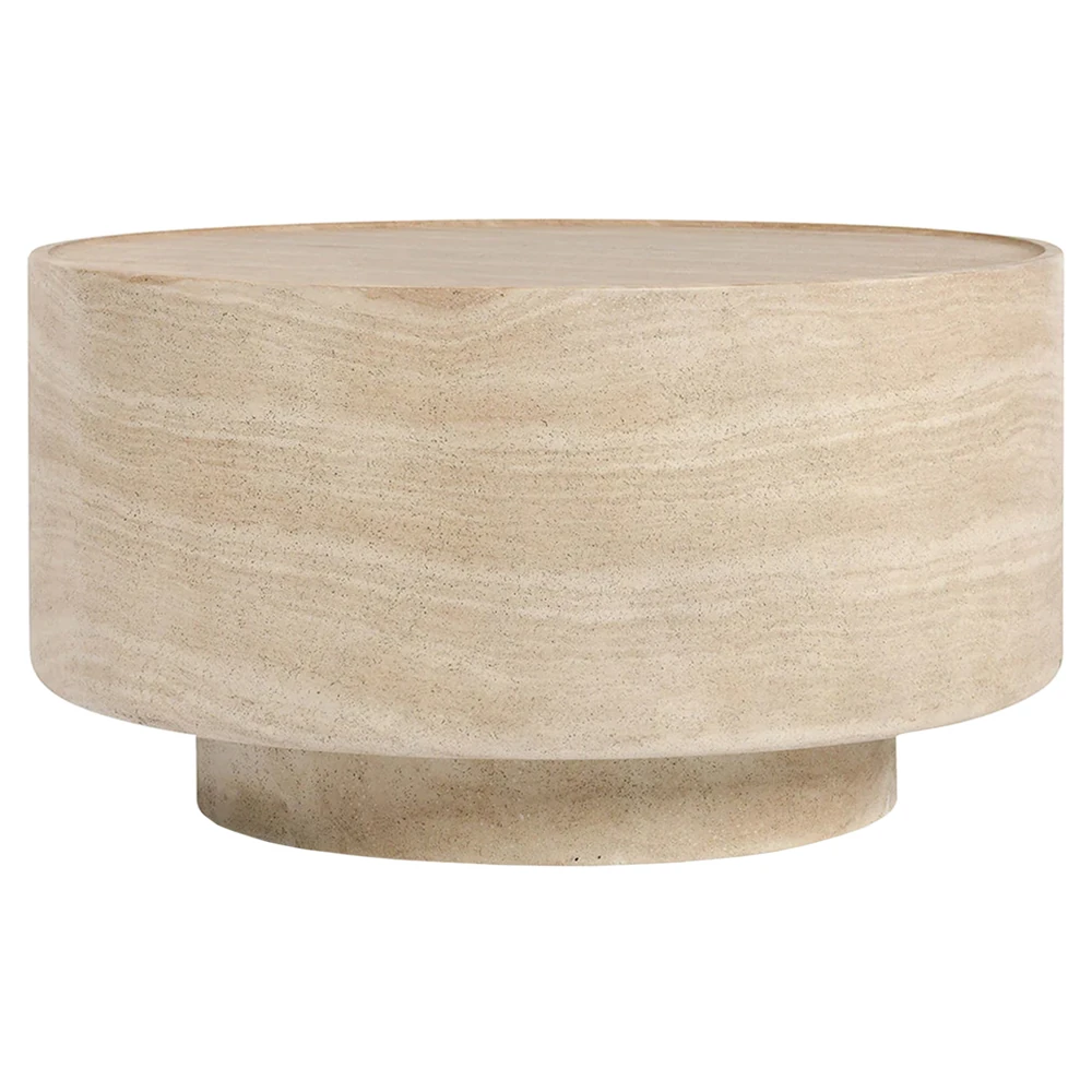 travertine round outdoor coffee table