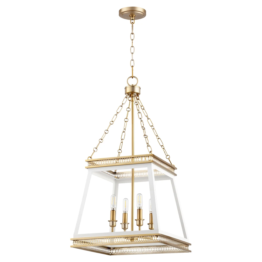 brass and white lantern pendant