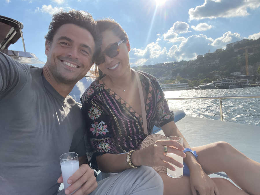 two people on boat