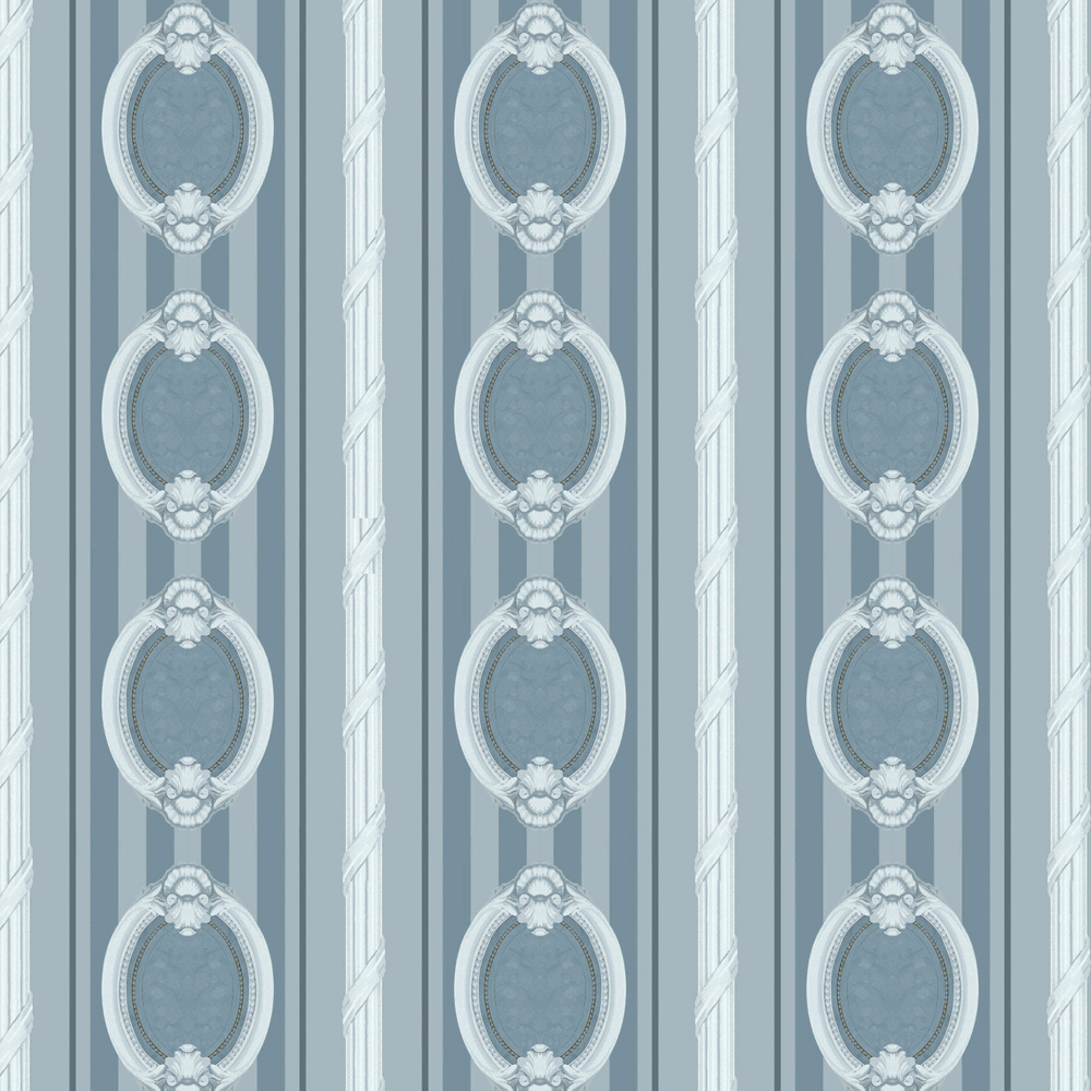 Isidore Leroy Stripe Cameo Bleu wallpaper
