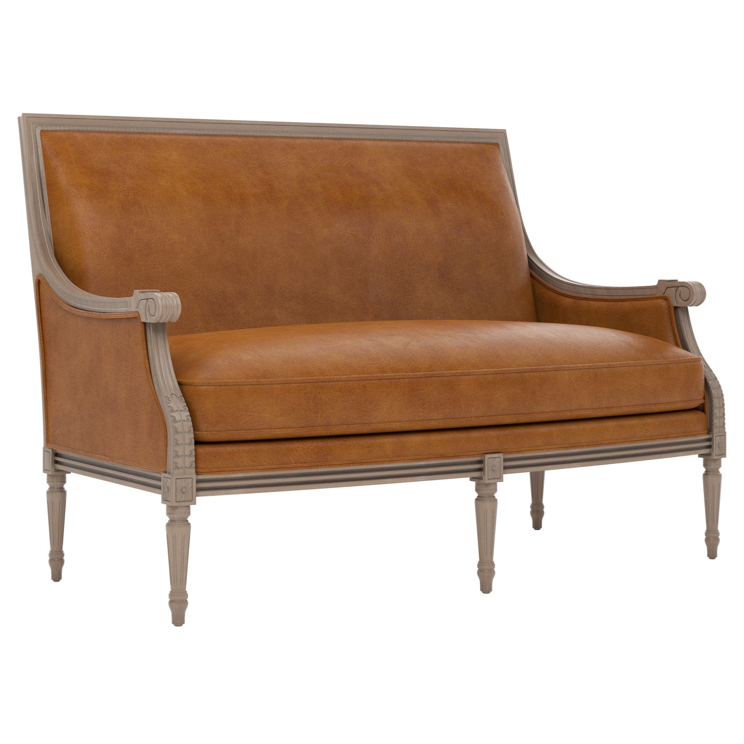 camel leather settee