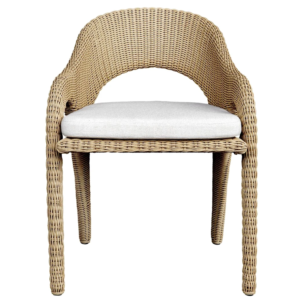 wicker outdoor dining chair with cushion