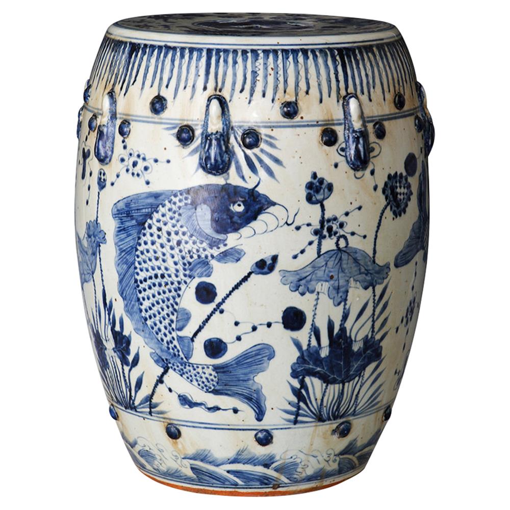 blue and white urn