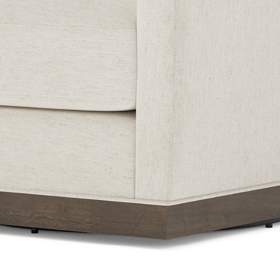 plinth wood base on sofa