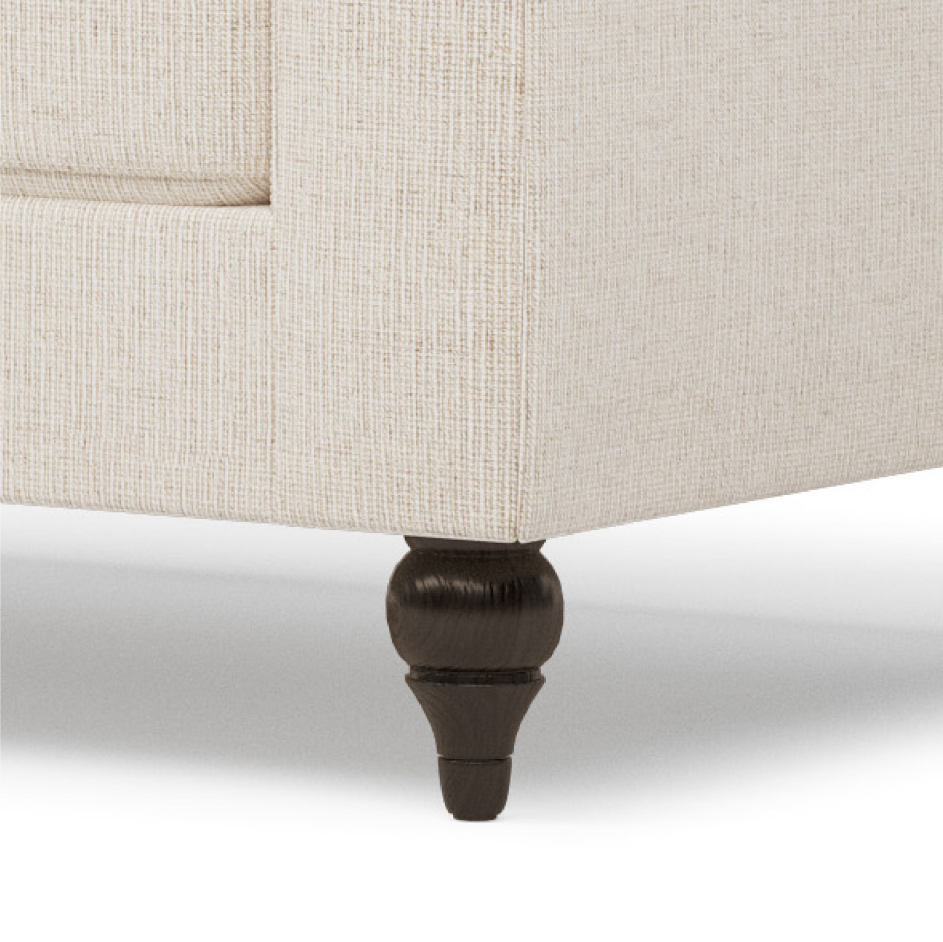 turned wood leg on sofa
