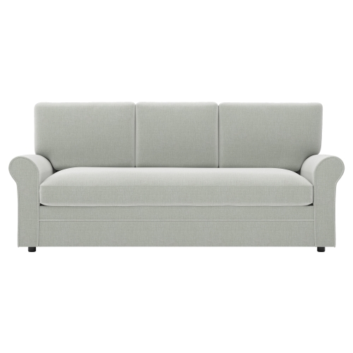 Sleeper Sofa upholstered in Sunbrella Performance slub weave pebble green