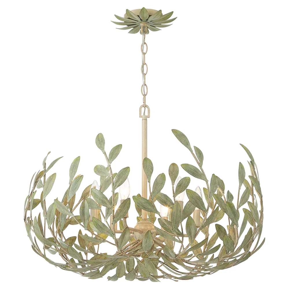 green leaf steel chandelier