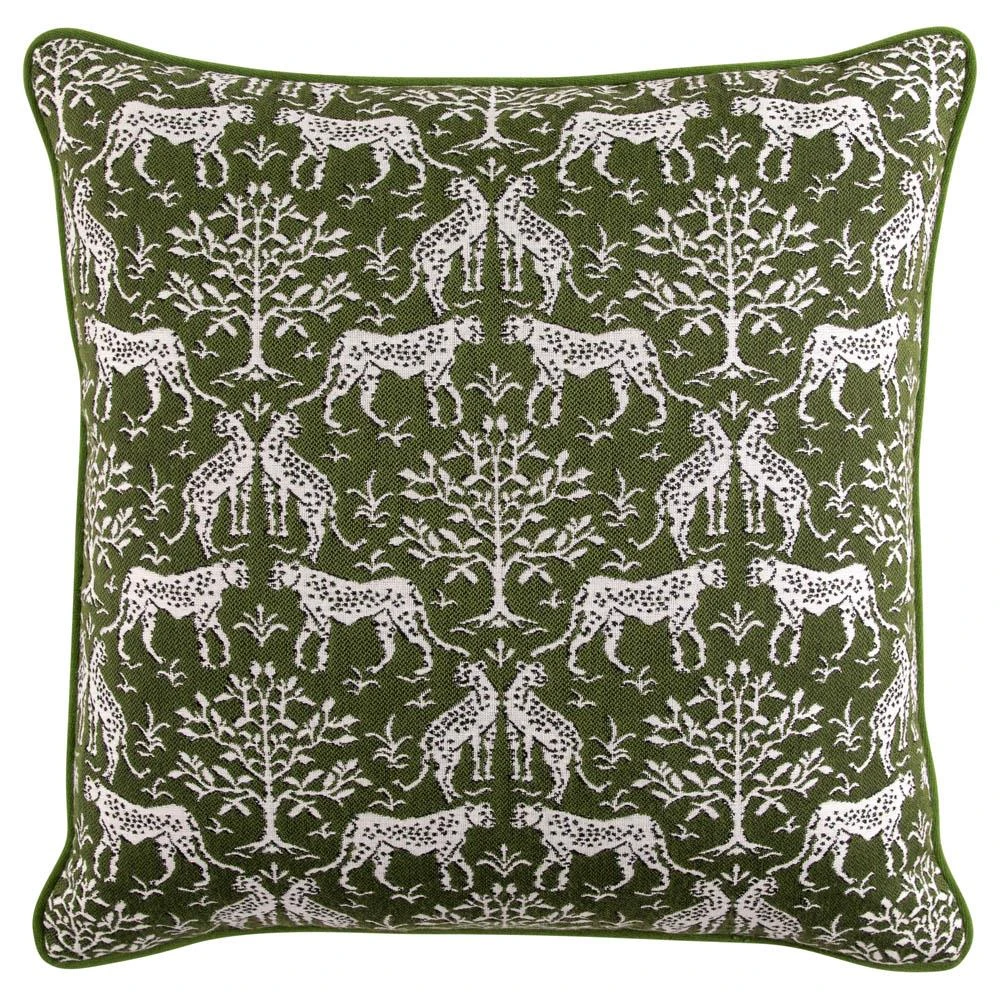 green outdoor patterned throw pillow