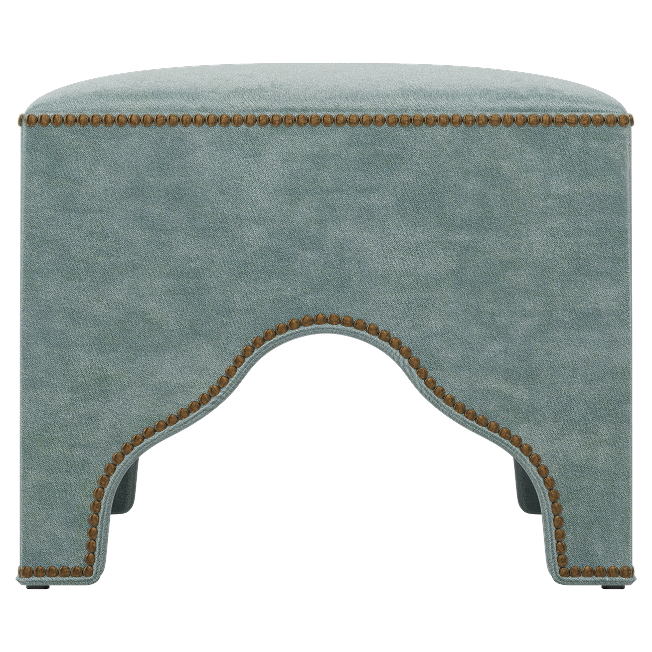 velvet ottoman with nailhead trim