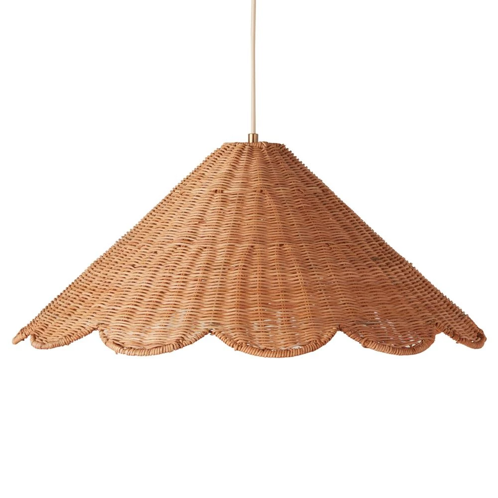 scalloped rattan pendant light fixture