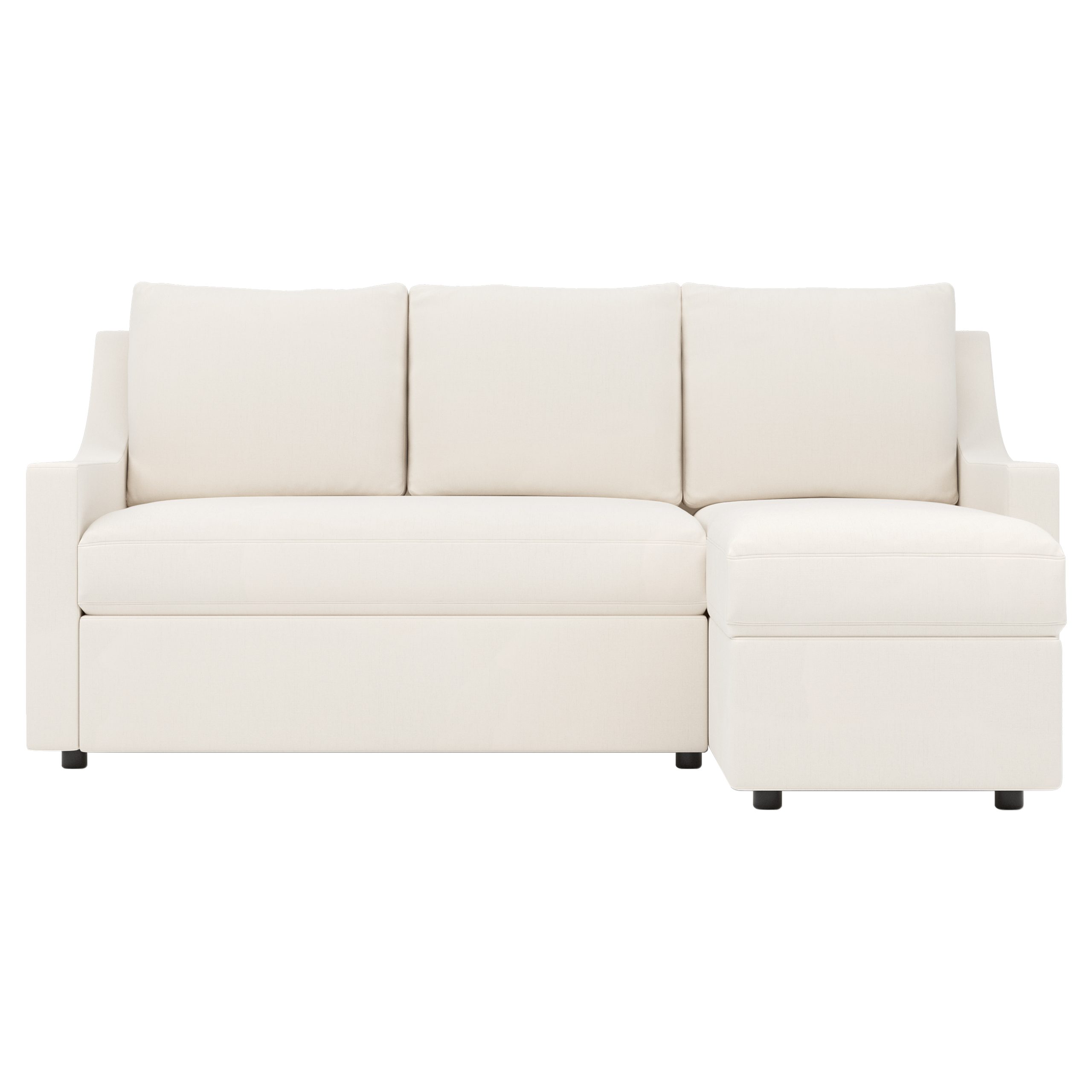Left Chaise Sleeper Sectional upholstered in Sunbrella Performance slub weave canvas white