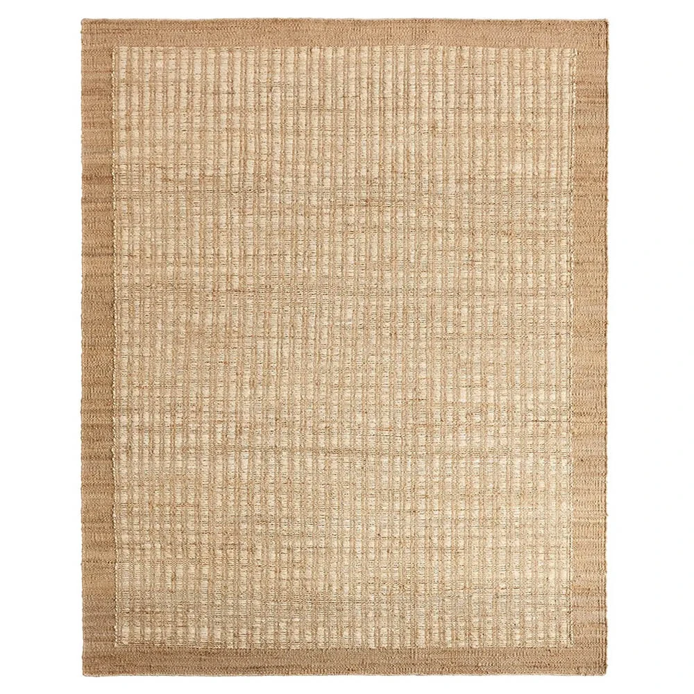 light brown jute rug with border