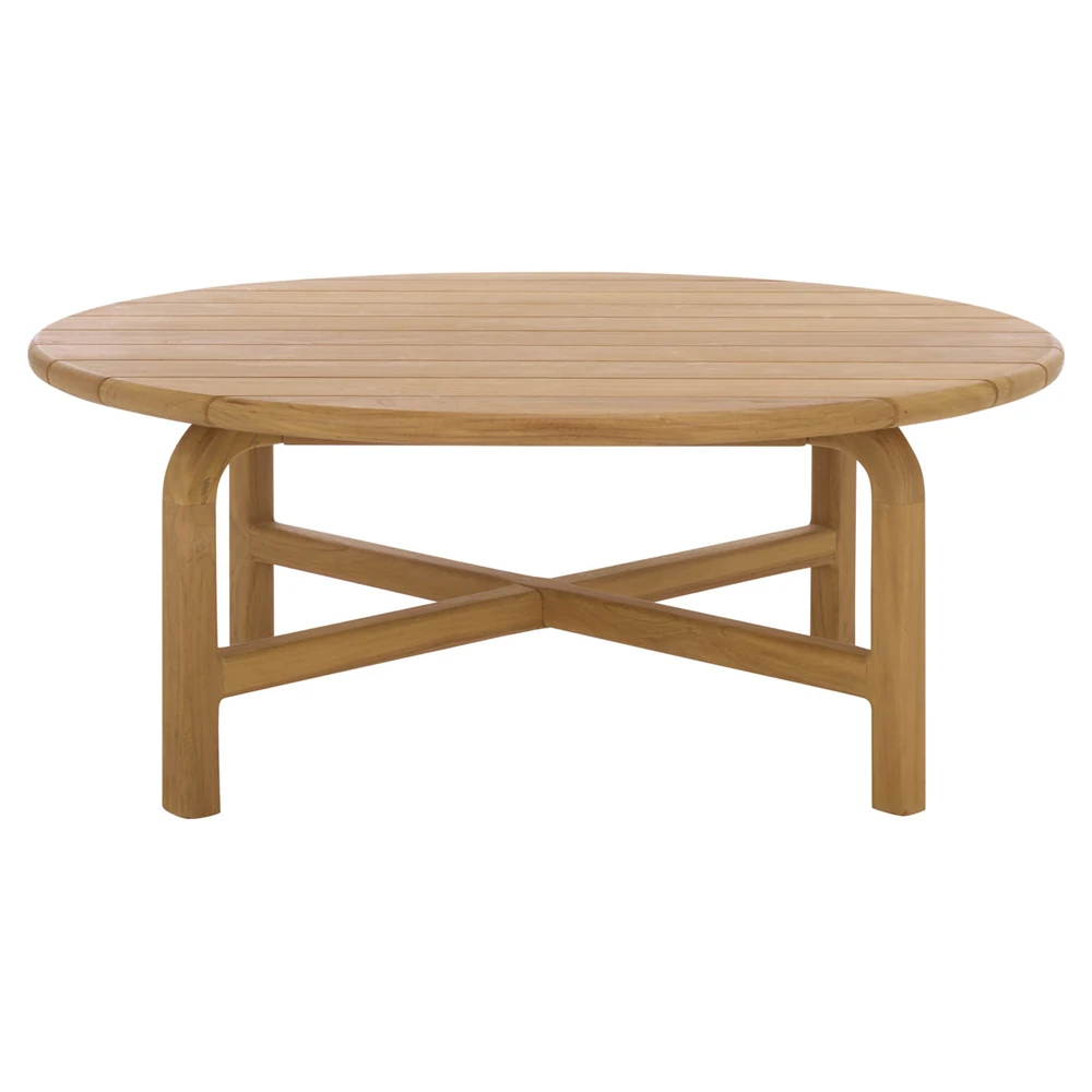 brown teak wood outdoor coffee table