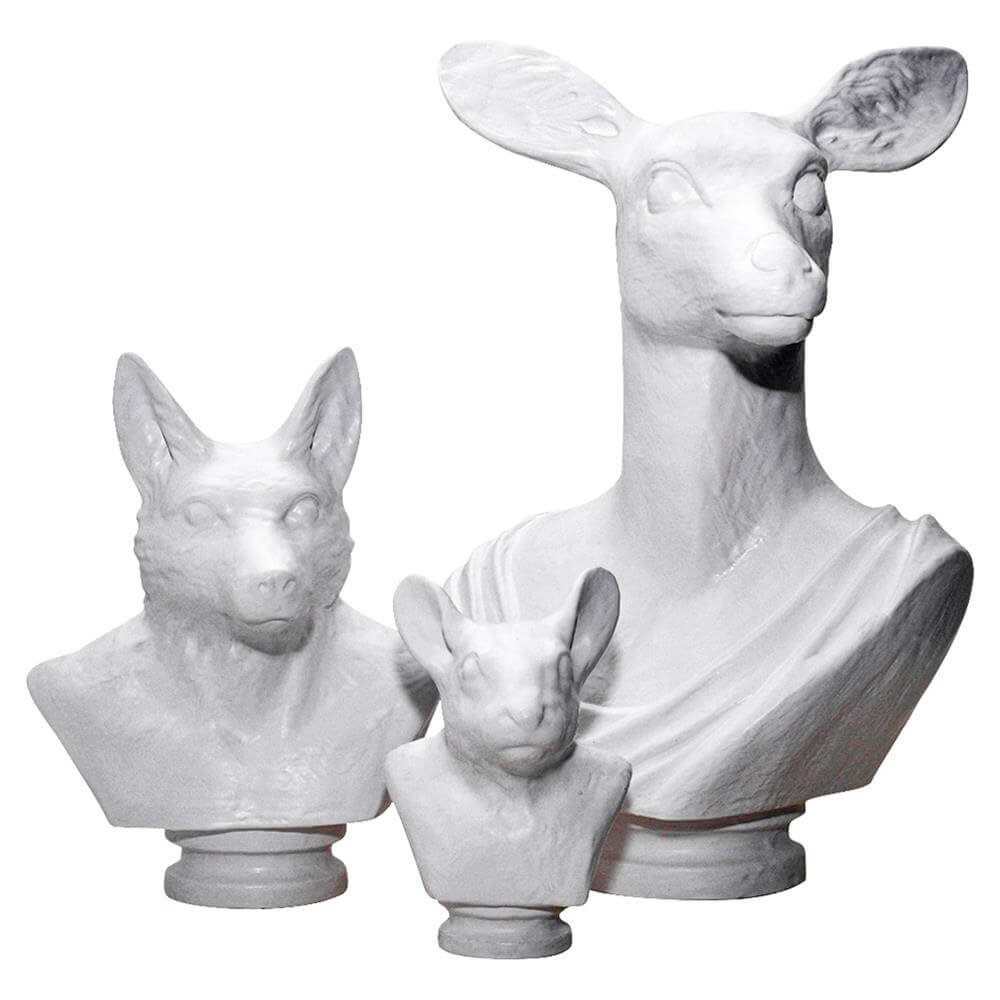 animal bust sculptures