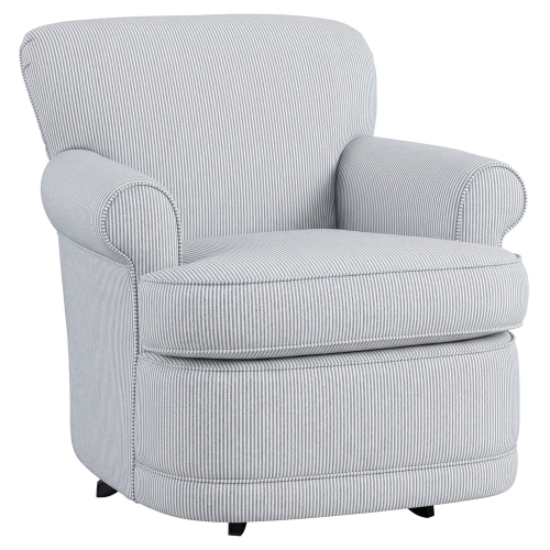 swivel chair upholstered in sunbrella performance stripe sea breeze