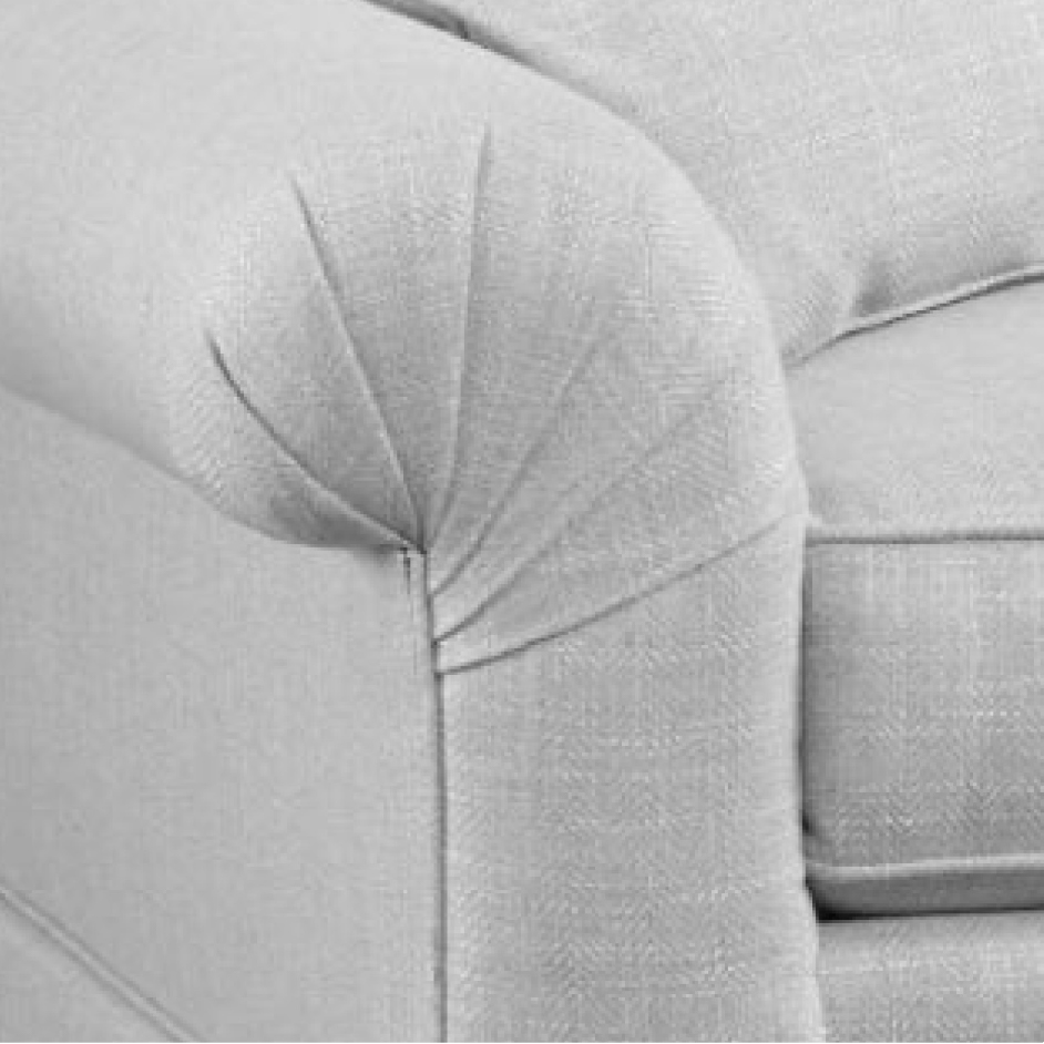 pleating on sofa arm