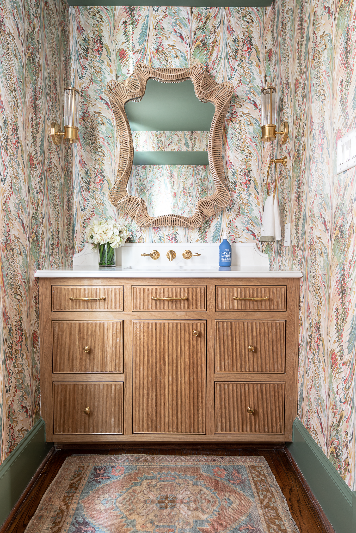 pink powder room design