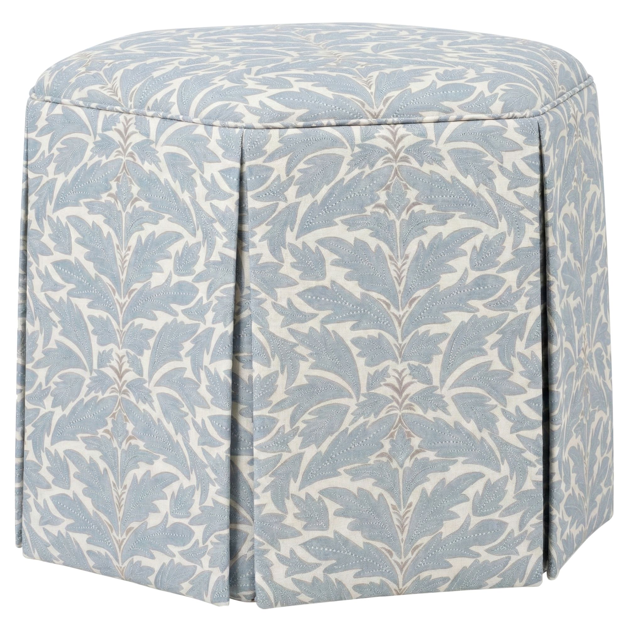 Light Blue Patterned Pleated Skirt Ottoman