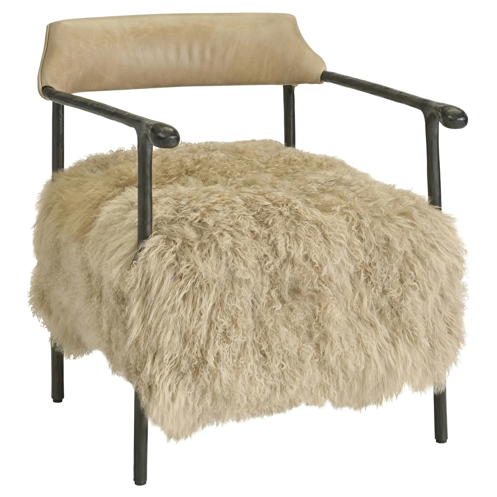 Salma iron leather and shearling armchair