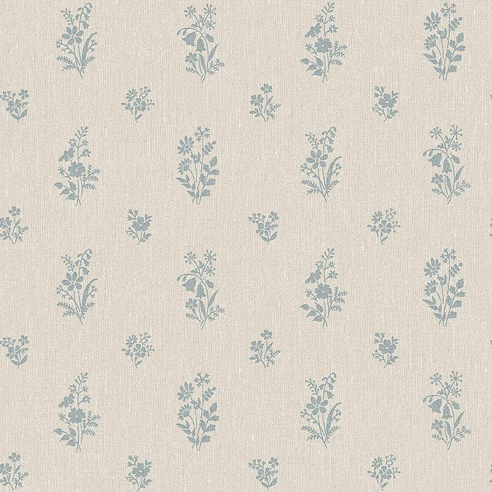 Schumacher Petit Fleurs wallpaper in light blue