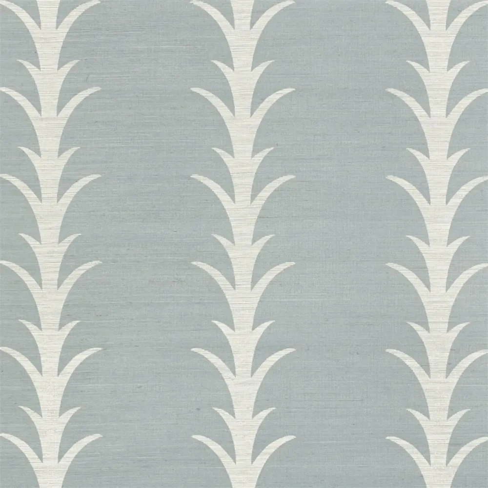 Schumacher Acanthus striped blue wallpaper