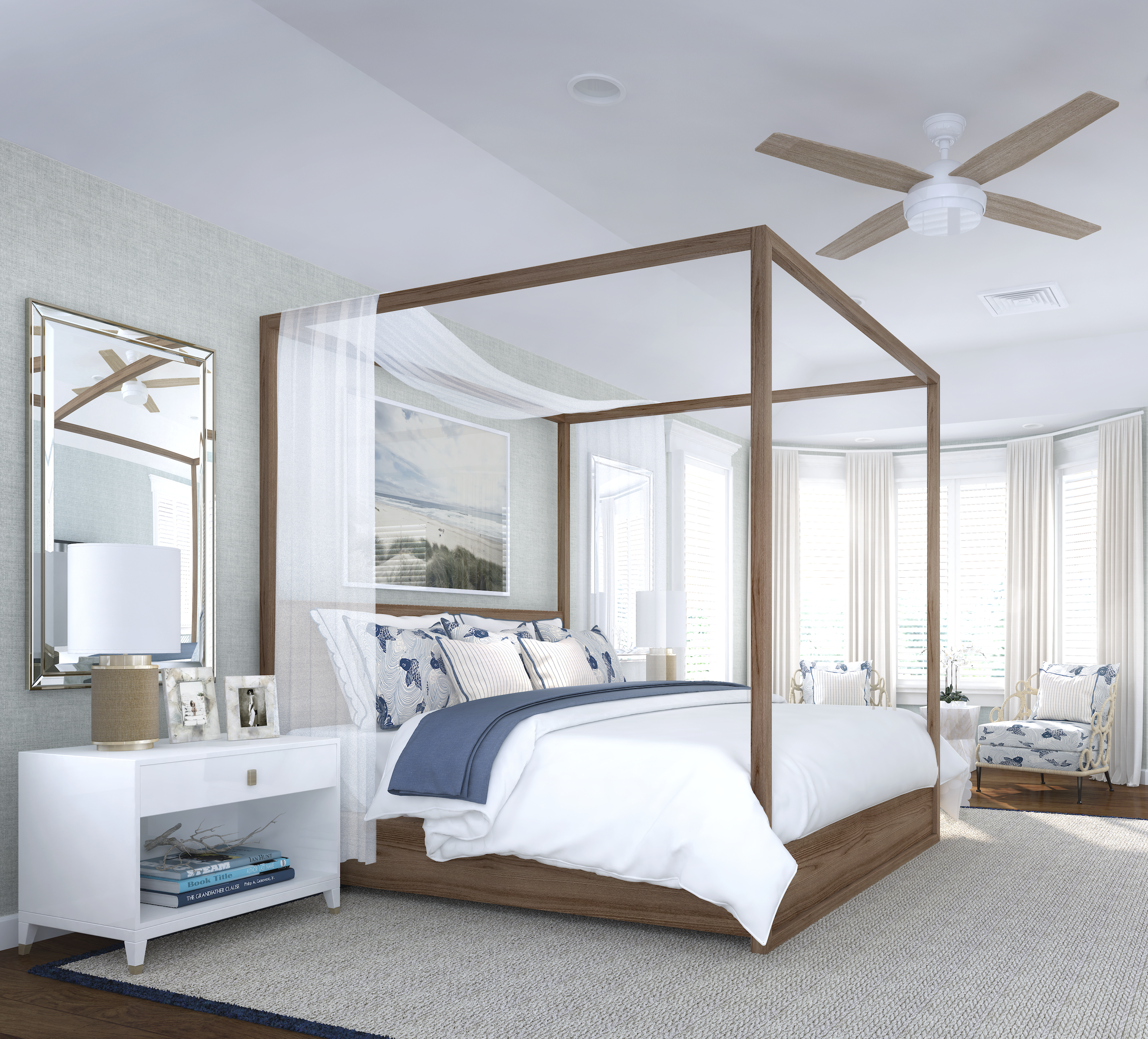 beach house bedroom interior