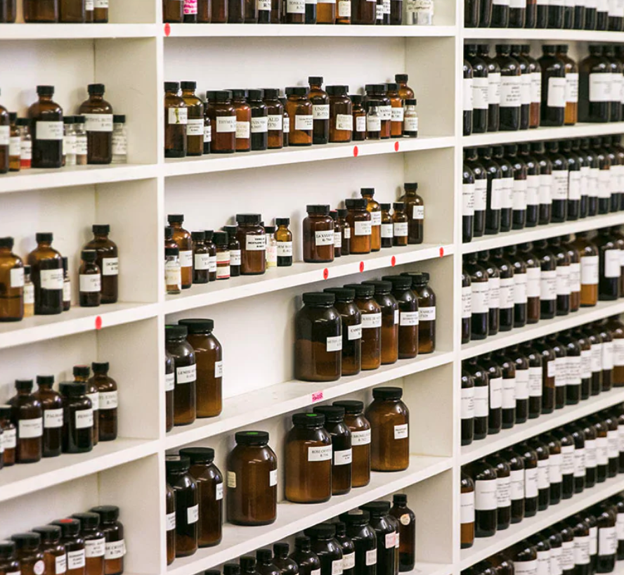 rows of scented oil
