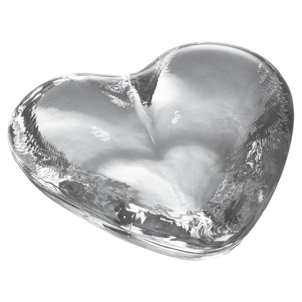 glass heart paper weight