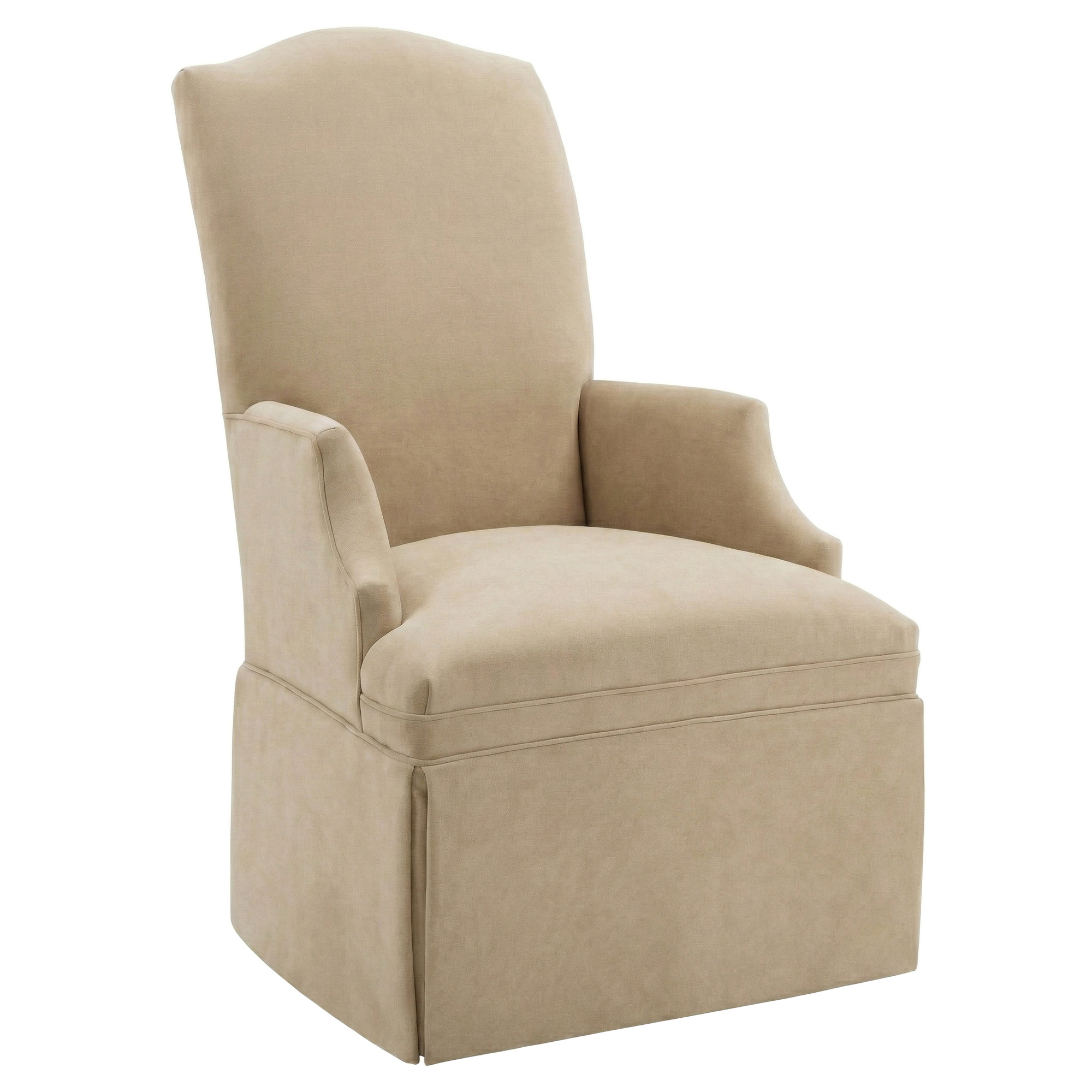performance velvet skirted dining armchair