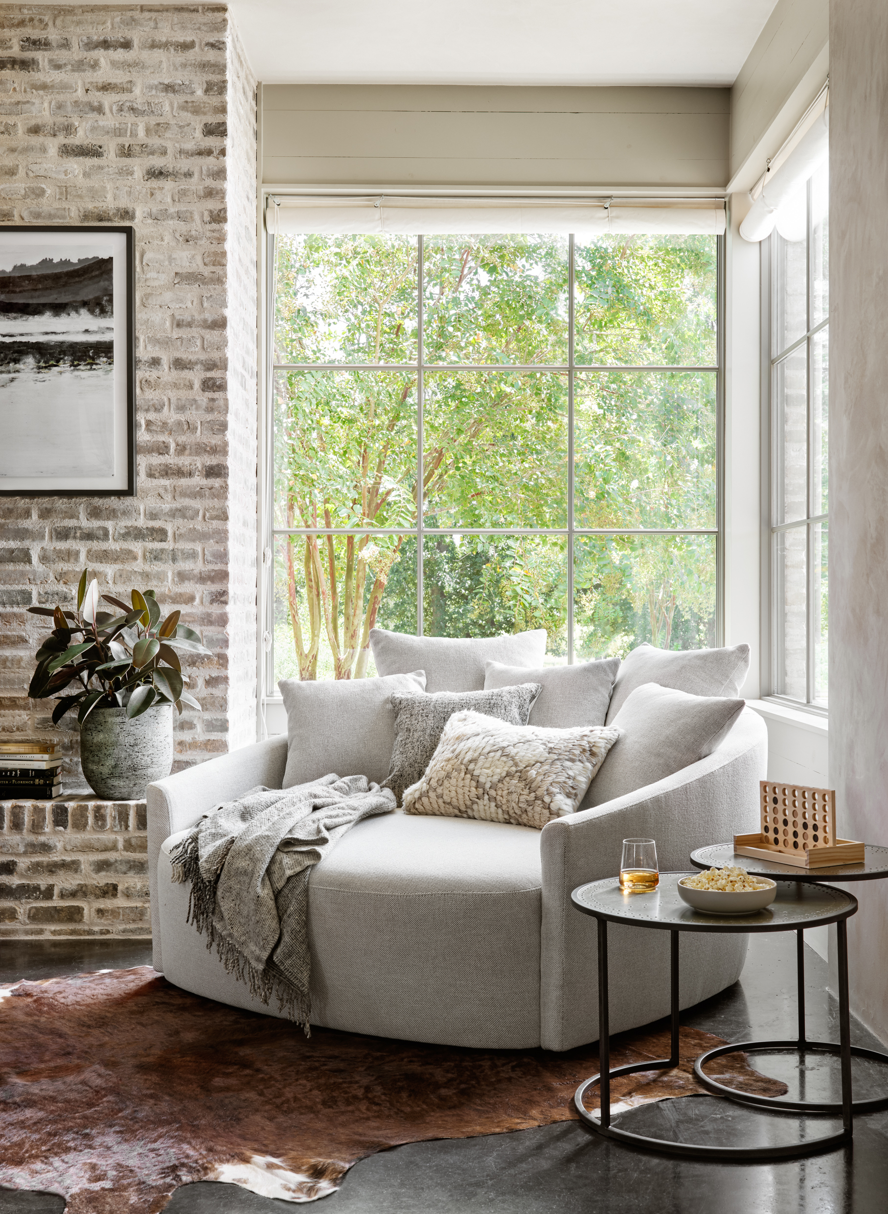 cozy brick walled living room