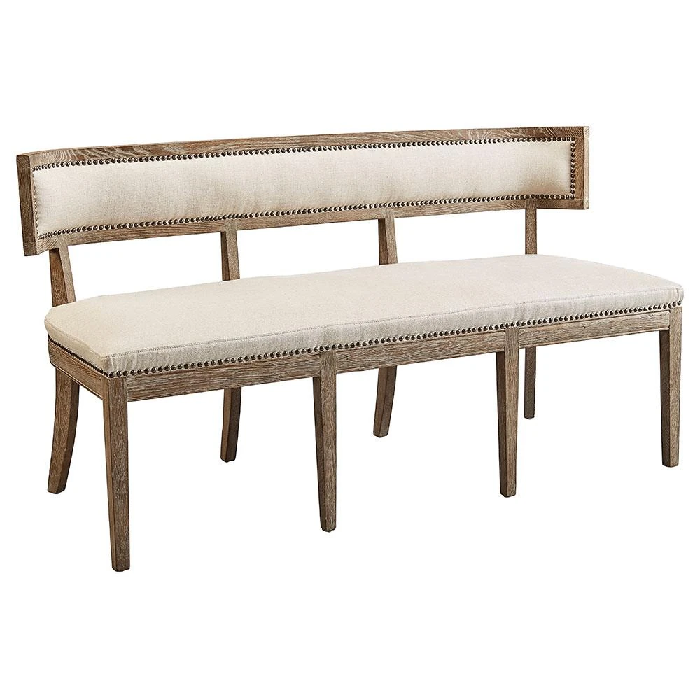 upholstered dining banquette with nailhead trim